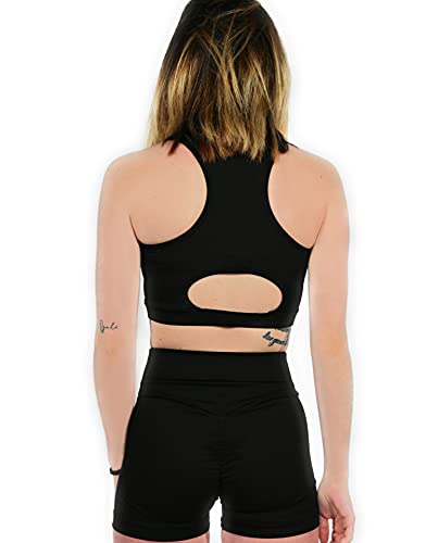 MVC Mallas/Shorts Push Up, Leggins Pantalon Corto Yoga, Leggings/Shorts Fitness Suaves Elásticos Cintura Alta para Reducir Vientre, Fabricado en España (XS/S, Negro)