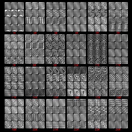 MwooT 288 Piezas de Plantillas de Vinilo de Uña Pegatina de Decoración de Arte de Uña Kit de Diseño de Uñas Adorno de Punta de Uña, 24 Hojas Nail Vinyls