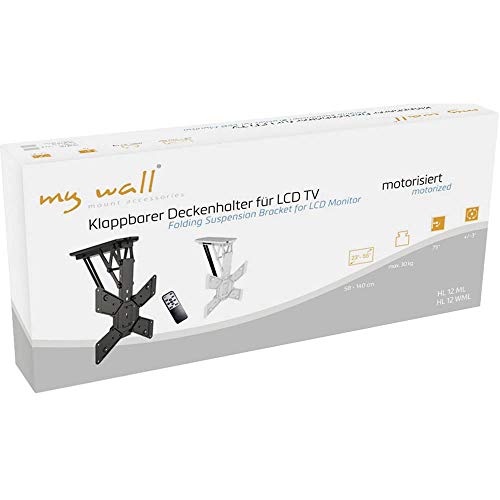 My Wall HL12WML Plegable, Motorizado Soporte de Techo para Televisores, 23 –-55 Pulgadas (58 – 140 cm), hasta 30 kg, Color Blanco