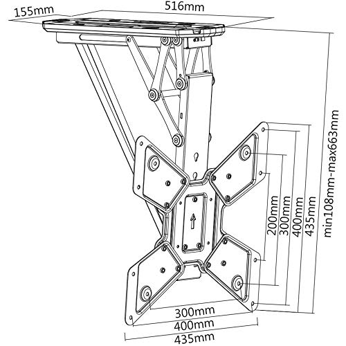 My Wall HL12WML Plegable, Motorizado Soporte de Techo para Televisores, 23 –-55 Pulgadas (58 – 140 cm), hasta 30 kg, Color Blanco