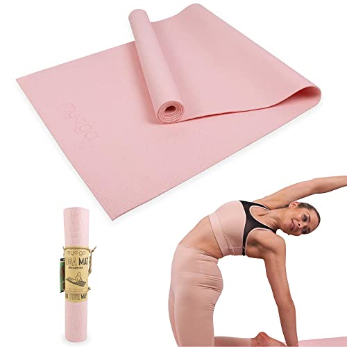 Myga RY1461 - Esterilla De Yoga De Nivel De Entrada - Ejercicio Básico Para El Hogar, Gimnasio, Estudio De Yoga - 173 x 61 cm 4 mm De Grosor - Mostaza