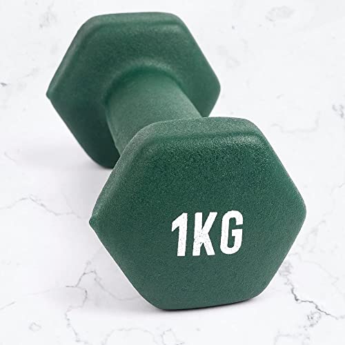 Myga RY1709 - Mancuernas hexagonales con revestimiento de goma hexagonal de hierro fundido, pesas de mano, ejercicios de fuerza para el hogar y el gimnasio, se venden como individuales, 1 kg