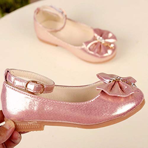 MYLH Zapatos de princesa para niña, 20 unidades, zapatos de baile para el tiempo libre, para disfraz, accesorios, zapatos de piel, zapatos escolares, zapatos de bailarina, zapatos de fiesta, Rosa., 35