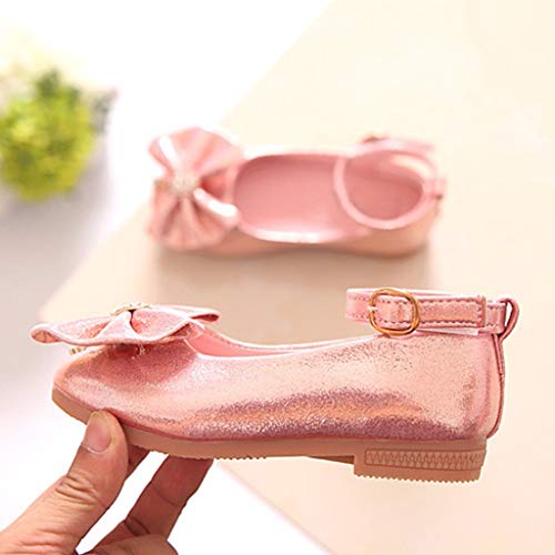 MYLH Zapatos de princesa para niña, 20 unidades, zapatos de baile para el tiempo libre, para disfraz, accesorios, zapatos de piel, zapatos escolares, zapatos de bailarina, zapatos de fiesta, Rosa., 35