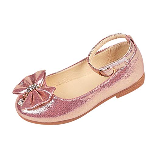 MYLH Zapatos de princesa para niña, 20 unidades, zapatos de baile para el tiempo libre, para disfraz, accesorios, zapatos de piel, zapatos escolares, zapatos de bailarina, zapatos de fiesta, Rosa., 35