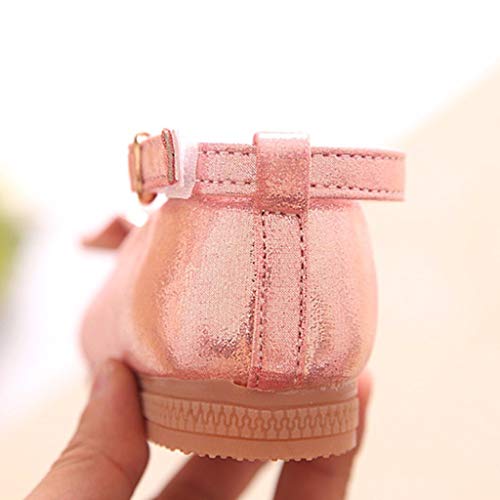 MYLH Zapatos de princesa para niña, 20 unidades, zapatos de baile para el tiempo libre, para disfraz, accesorios, zapatos de piel, zapatos escolares, zapatos de bailarina, zapatos de fiesta, Rosa., 35