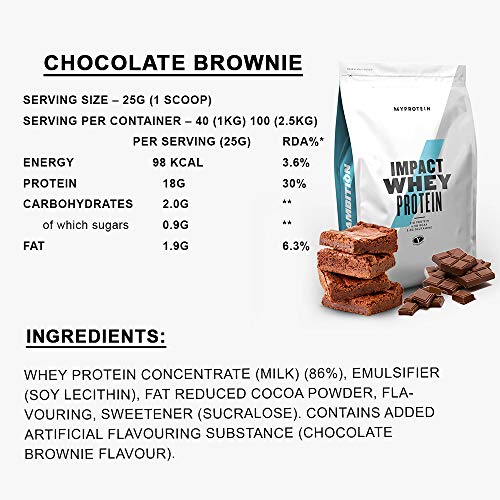 Myprotein Impact Whey Proteína de Suero, Sabor Brownie de Chocolate - 2,5 kg