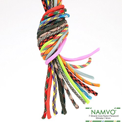 Namvo 550 Paracord Mil Spec Tipo III Cable de paracaídas de 7 Cuerdas Longitud 100 pies / 30 Metros -Brillante púrpura