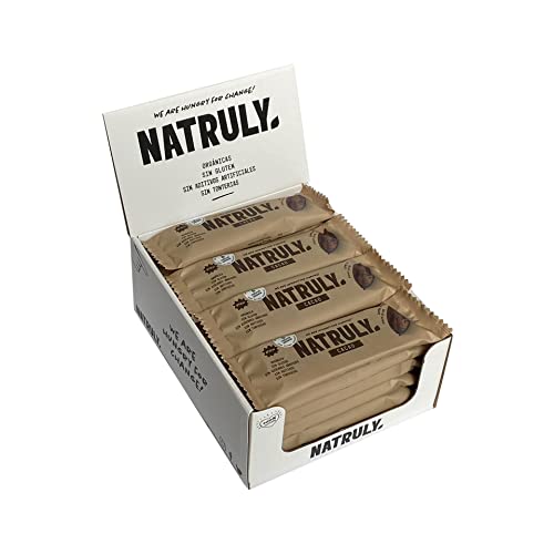 NATRULY Barritas Energéticas BIO Cacao Sin Azúcar Añadido, 100% Natural y Orgánicas, Sin Gluten, Vegana -Pack 12x40g