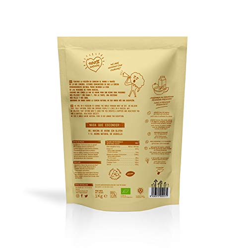 NATRULY Harina de Avena Sabor Vainilla, BIO Avena en Polvo Sin Azúcar, Sin Gluten, 1 KG