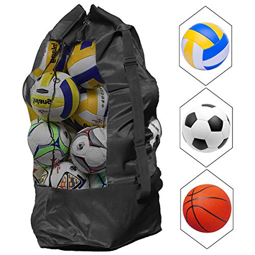 NATUCE 10-15 Bolas Bolsa de Fútbol de Malla Impermeable Extra Grande, 110 * 49 cm Bolsa de Deporte de Alta Resistencia, Bolso de Hombro, Baloncesto, Voleibol, Bolsa de Almacenamiento con Cordón