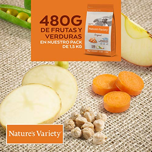 Nature's Variety Original No Grain - Pienso para perros adultos mini con salmón sin espinas 1,5 Kg