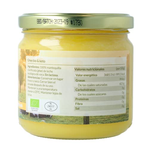 Naturitas Ghee Mantequilla Clarificada BIO | 300g | Agricultura ECOlógica | Vacas alimentadas de pastos ECOlógicos | No contiene hormonas | Facilita la digestión | Protege el colon