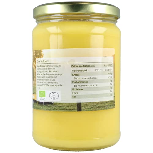 Naturitas Ghee Mantequilla Clarificada BIO | 500ml | Agricultura ECOlógica | Vacas alimentadas de pastos ECOlógicos | No contiene hormonas | Facilita la digestión | Protege el colon.