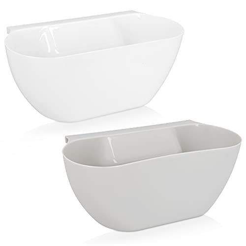 Navaris 2X Bandeja para desechos de Cocina - Set de Dos contenedores Colgantes para Recoger la Basura - Recipiente en Gris y Blanco