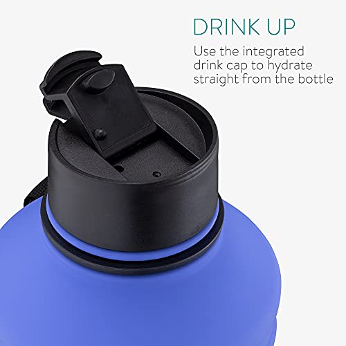 Navaris Botella de Agua de Acero Inoxidable - Cantimplora XXL de Metal de 2.2 L - Garrafa para Bebidas de 1 Pared para Deporte Camping Gimnasio - Azul