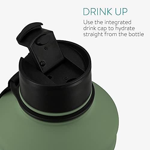 Navaris Botella de Agua de Acero Inoxidable - Cantimplora XXL de Metal de 2.2 L - Garrafa para Bebidas sin BPA para Deporte Camping Gimnasio Oficina