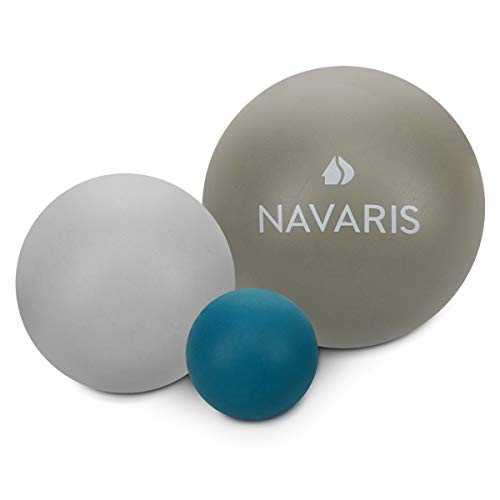 Navaris Set de 3 pelotas para masajes - Bolas de lacrosse en dif. tamaños para automasajes - Bolas para aliviar dolor fisioterapia terapia de puntos