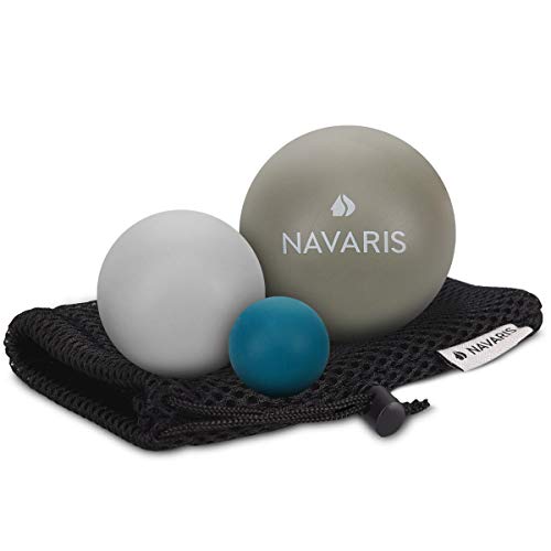 Navaris Set de 3 pelotas para masajes - Bolas de lacrosse en dif. tamaños para automasajes - Bolas para aliviar dolor fisioterapia terapia de puntos