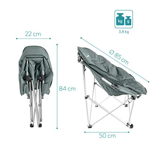 Navaris Silla Redonda Plegable - Asiento para Camping con Bolsa - Silla portátil para Acampada - Silla para el Aire Libre Pesca Playa