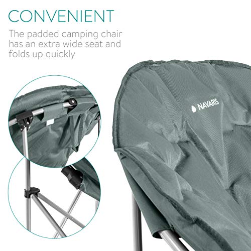 Navaris Silla Redonda Plegable - Asiento para Camping con Bolsa - Silla portátil para Acampada - Silla para el Aire Libre Pesca Playa