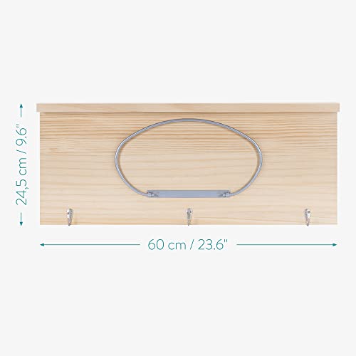 Navaris Soporte de Pared para Esterilla de Yoga - Estantería de Madera para Colocar colchoneta Antideslizante de Pilates Gimnasio - con 3 colgadores