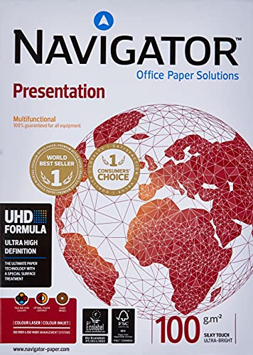 Navigator Presentation, Papel Multifunción, A4, 100 g/m2, 500 Hojas, Blanco