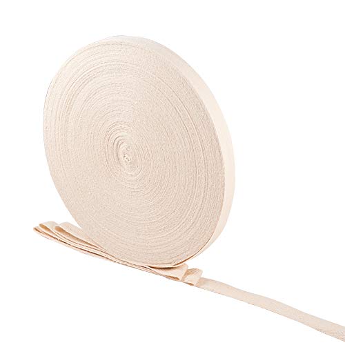 NBEADS 54.68 Yardas (50 m) / Rollo Correas Anchas de Algodón En Espiga, Cintas de Sarga de Algodón Cintas Planas de Algodón En Espiga para Coser Tejer Manualidades de Bricolaje, Humo Blanco