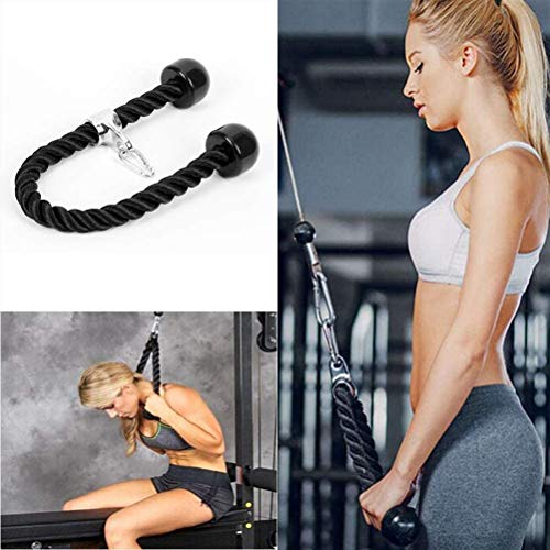 NC Cuerda Tríceps Bíceps, Sports Cable de fijación para Fitness, Tensión de la Cuerda hacia Abajo para Culturismo, Gimnasio Accesorios Negro 28 Pulgadas