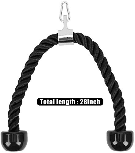 NC Cuerda Tríceps Bíceps, Sports Cable de fijación para Fitness, Tensión de la Cuerda hacia Abajo para Culturismo, Gimnasio Accesorios Negro 28 Pulgadas