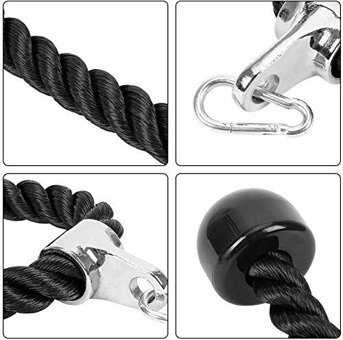 NC Cuerda Tríceps Bíceps, Sports Cable de fijación para Fitness, Tensión de la Cuerda hacia Abajo para Culturismo, Gimnasio Accesorios Negro 28 Pulgadas