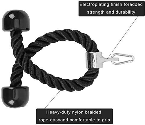 NC Cuerda Tríceps Bíceps, Sports Cable de fijación para Fitness, Tensión de la Cuerda hacia Abajo para Culturismo, Gimnasio Accesorios Negro 28 Pulgadas