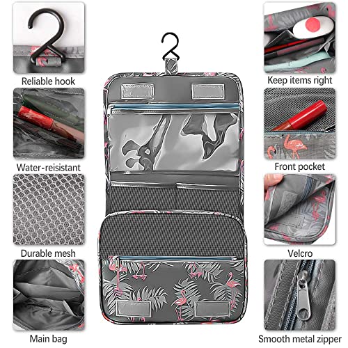 Neceser para colgar – Organizador portátil de viaje para artículos de tocador para hombres y mujeres, impermeable, bolsa de ducha para viajes de negocios, gimnasio, vacaciones y hogar, Gray