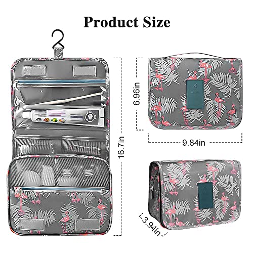 Neceser para colgar – Organizador portátil de viaje para artículos de tocador para hombres y mujeres, impermeable, bolsa de ducha para viajes de negocios, gimnasio, vacaciones y hogar, Gray