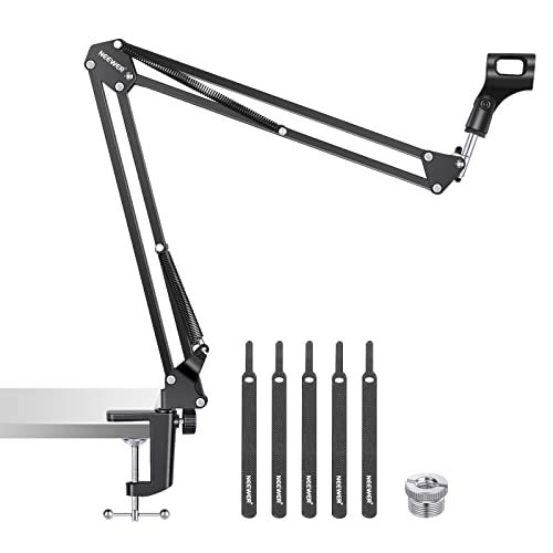 Neewer Brazo de Micrófono, Soporte de Suspensión de Tijera con Adaptador de Tornillo de 3/8" a 5/8" y Ataduras de Cable Compatibles con Blue Yeti, Snowball, Yeti X etc. Carga Máxima 1.5KG