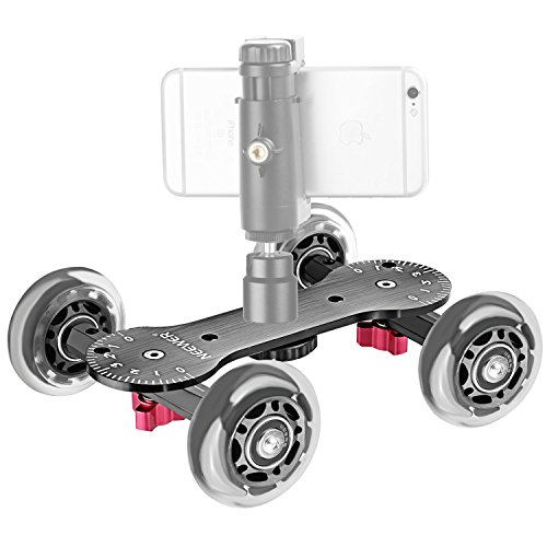 Neewer Scaled Cámara Cuadro Dolly Slider con 10Kg Capacidad de Carga Diseño de Patinador Varillas de Aluminio Giratorio Ruedas de Goma(1/4,3/8" Tornillo para DSLR Cámaras de Vídeo)