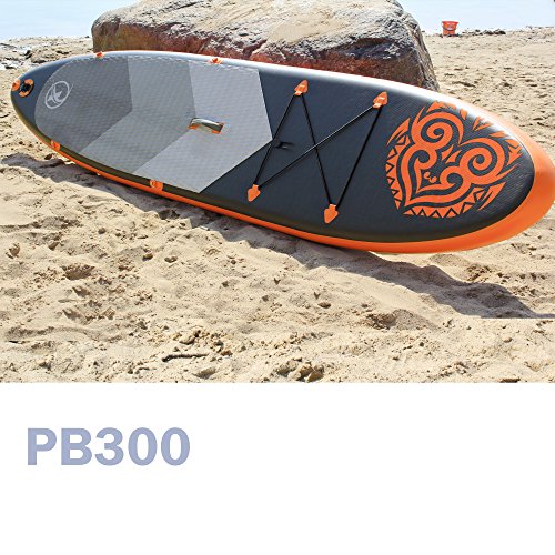 nemaxx PB300 Tabla de Paddle Surf Sup 300x76x15cm, Naranja/Antracita - Tabla de Paddle Board - Tabla de Surf - Hinchable con Mochila, remos, Aletas, Bomba de Aire, Kit de reparación