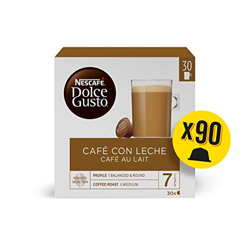 Nescafé Dolce Gusto Cápsulas de Café con Leche Magnum; cápsulas Dolce Gusto de café con una sedosa capa de leche, 3 cajas de 30 cápsulas - 90 Cápsulas