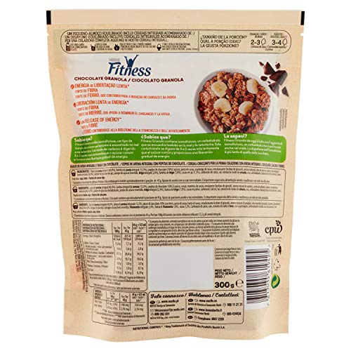 Nestlé Fitness Cereales Granola Copos de Avena Integral y Trigo con Miel, 300g