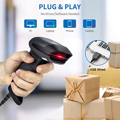 NETUM Handheld Laser Barcode Scanner 1D Lector de Escáner de Código de Barras con Cable USB aplicaciones en supermercados, farmacias, panaderías, bibliotecas, tiendas, NT-M1