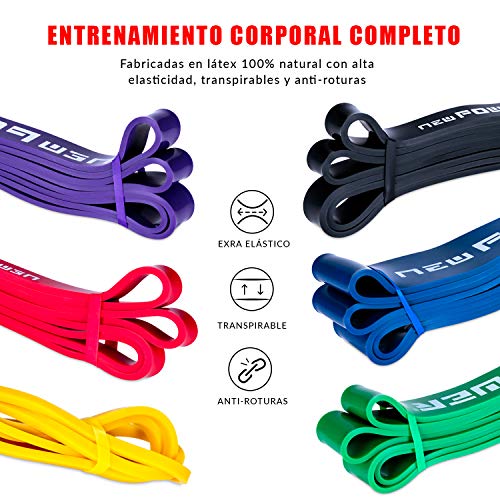 NEWPOWER - Bandas Elásticas Fitness de Resistencia Extrema (230-250 lbs) Ideal para Pilates, Yoga y Entrenamiento de Fuerza. Bandas de Resistencia Terapéuticas para Fisioterapia y Rehabilitación