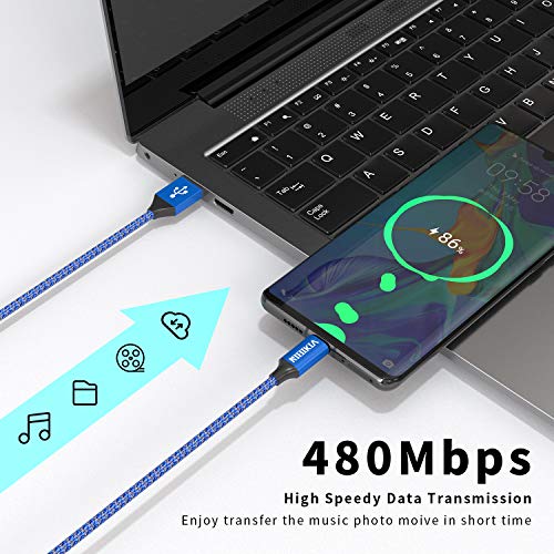 NIBIKIA Cable USB Tipo C, 2Pack [ 2M+2M ] 3A Cargador Tipo C Nylon Carga Rápida y Sincronización Cable USB C para Samsung S10/S9/S8/Note 10/Note 9, Huawei P30/P20/Mate 20, Sony Xperia