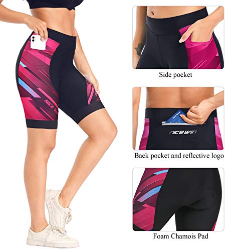 NICEWIN Shorts Biker para Mujer Mallas Acolchadas para Ciclismo Leggings Cortos para Montar en Cintura Alta