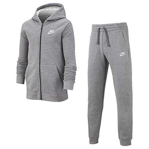 Nike B NSW Core BF TRK Suit Chándal, Niños, Gris (Carbon Heather/Dark Grey/Carbon Heather/White), M