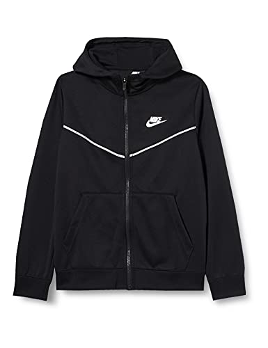 NIKE B NSW Repeat PK FZ Hoodie Sweatshirt, Black/White, M Boys