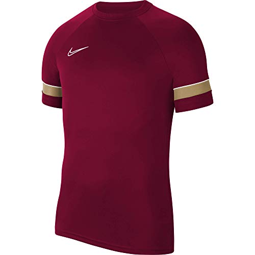 NIKE Camiseta de Entrenamiento Academy 21 para Hombre, Hombre, Camiseta, CW6101-677, Rojo/Blanco/Dorado/Blanco, Large