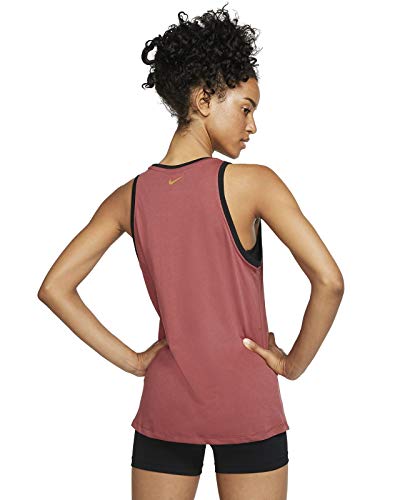 NIKE Camiseta de Tirantes Dry Dfc Glam Dunk para Mujer, Mujer, Camiseta de Tirantes Anchos, CI7456, Cedar Black Metallic Gold, Extra-Small