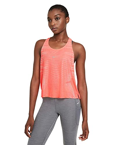 NIKE DA0528-854 W NP CLN Tank Net Vest Womens Bright Mango/White/(Metallic Silver) XS