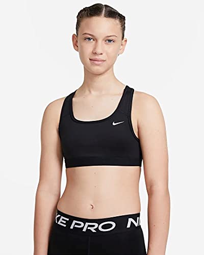 NIKE G NK Swoosh Bra Sports, Black/(White) (c/o), M Girls