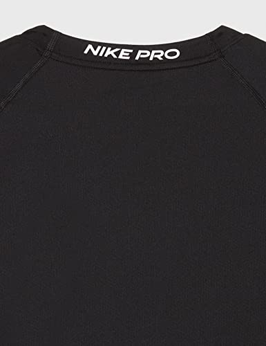 NIKE M NP DF Tight Top LS Túnica de enfermería, Blanco/Negro, L Unisex Adulto